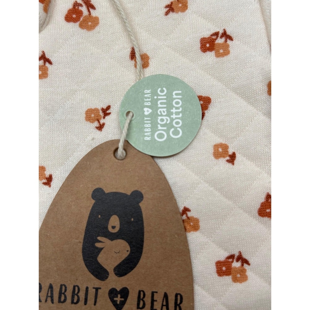 Rabbit + Bear 2 Piece Set Baby Girl 0-3M Organic Floral Quilted Zip Headband NWT - Picture 5 of 10